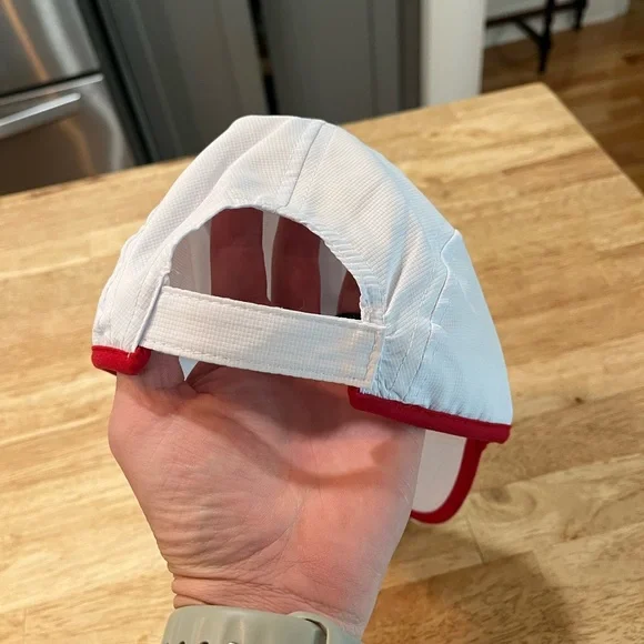 Ironman running hat Captain 5 panel white red trim triathlon swim run bike cap - Picture 2 of 3